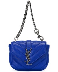 Женская синяя кожаная сумка от Saint Laurent