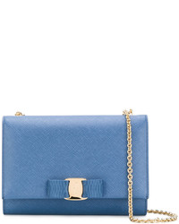 Женская синяя кожаная сумка от Salvatore Ferragamo