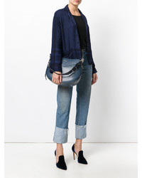 Женская синяя кожаная сумка от Jimmy Choo