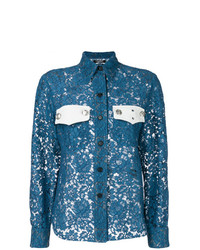Синяя кружевная блуза на пуговицах от Calvin Klein 205W39nyc
