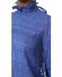 Синяя кружевная блузка от Saloni