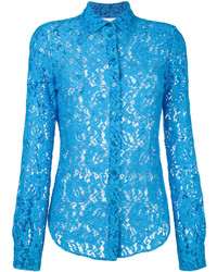 Синяя кружевная блузка от Moschino