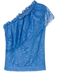 Синяя кружевная блузка от MSGM