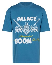 Мужская синяя кружевная футболка с круглым вырезом с принтом от Palace
