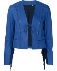 Женская синяя куртка c бахромой от Elie Tahari