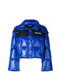 Женская синяя куртка-пуховик от Miu Miu