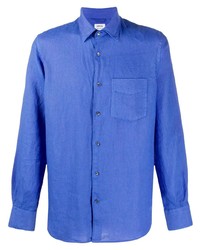 Мужская синяя льняная рубашка с длинным рукавом от Aspesi