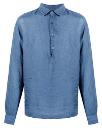 Мужская синяя льняная рубашка с длинным рукавом от Barena