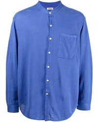 Мужская синяя льняная рубашка с длинным рукавом от Coohem