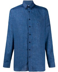 Мужская синяя льняная рубашка с длинным рукавом от Etro
