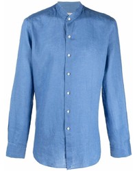 Мужская синяя льняная рубашка с длинным рукавом от PENINSULA SWIMWEA