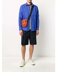 Мужская синяя льняная рубашка с длинным рукавом от Aspesi