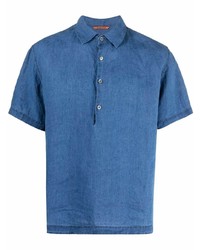 Мужская синяя льняная рубашка с коротким рукавом от Barena