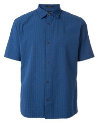 Мужская синяя льняная рубашка с коротким рукавом от D'urban