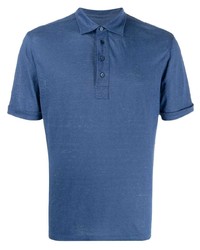 Мужская синяя льняная футболка-поло от Ermenegildo Zegna