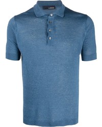 Мужская синяя льняная футболка-поло от Lardini