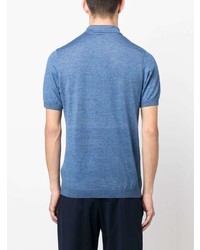 Мужская синяя льняная футболка-поло от Paul & Shark