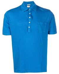 Мужская синяя льняная футболка-поло от Massimo Alba