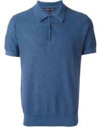 Мужская синяя льняная футболка-поло от Michael Kors