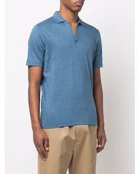 Мужская синяя льняная футболка-поло от Lardini