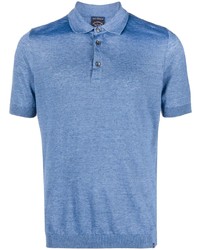 Мужская синяя льняная футболка-поло от Paul & Shark