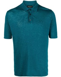 Мужская синяя льняная футболка-поло от Roberto Collina