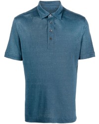Мужская синяя льняная футболка-поло от Zegna
