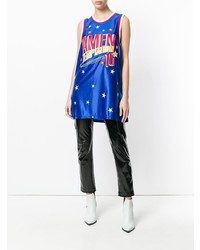 Женская синяя майка с принтом от Amen