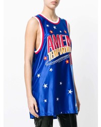 Женская синяя майка с принтом от Amen