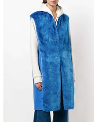 Женская синяя меховая безрукавка от Liska