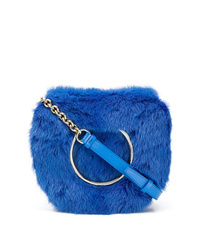 Синяя меховая сумка через плечо от Salvatore Ferragamo