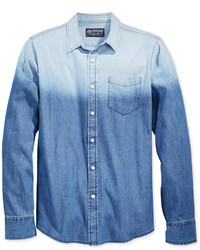 Синяя омбре джинсовая рубашка