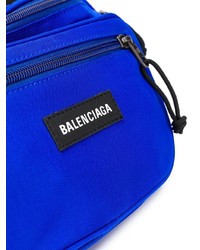 Мужская синяя поясная сумка из плотной ткани от Balenciaga