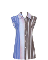 Женская синяя рубашка без рукавов в вертикальную полоску от Marni