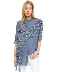 Женская синяя рубашка из шамбре от MARQUES ALMEIDA