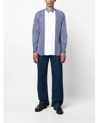 Мужская синяя рубашка с длинным рукавом в вертикальную полоску от Comme Des Garcons SHIRT