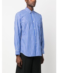 Мужская синяя рубашка с длинным рукавом в вертикальную полоску от Comme Des Garcons SHIRT