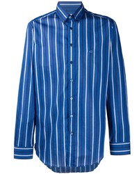 Мужская синяя рубашка с длинным рукавом в вертикальную полоску от Etro