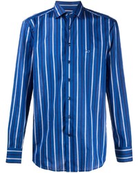 Мужская синяя рубашка с длинным рукавом в вертикальную полоску от Etro