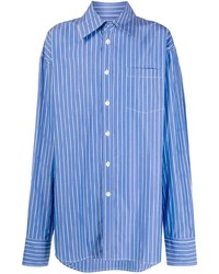 Мужская синяя рубашка с длинным рукавом в вертикальную полоску от Marni