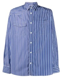 Мужская синяя рубашка с длинным рукавом в вертикальную полоску от Sacai