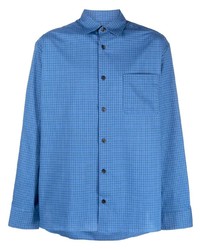Мужская синяя рубашка с длинным рукавом в клетку от A.P.C.