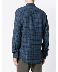 Мужская синяя рубашка с длинным рукавом в клетку от DSQUARED2