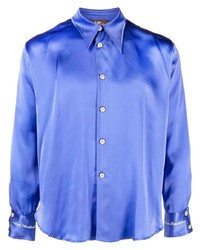 Мужская синяя рубашка с длинным рукавом в клетку от Late Checkout