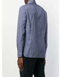 Мужская синяя рубашка с длинным рукавом в клетку от Kiton