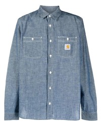 Мужская синяя рубашка с длинным рукавом из шамбре от Carhartt WIP