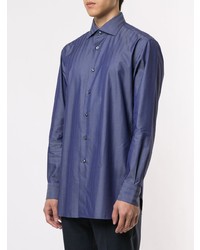 Мужская синяя рубашка с длинным рукавом из шамбре от Brioni