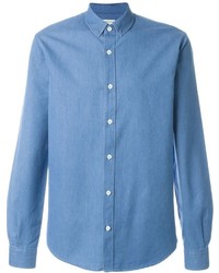 Мужская синяя рубашка с длинным рукавом из шамбре от Melindagloss