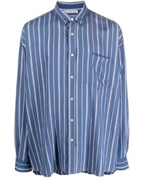 Мужская синяя рубашка с длинным рукавом с вышивкой от Acne Studios