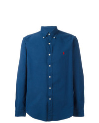 Мужская синяя рубашка с длинным рукавом с вышивкой от Polo Ralph Lauren